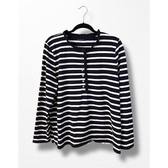 Talbot’s Ruffle Placket Crewneck Knit Top, Size XL - Picture 2 of 10